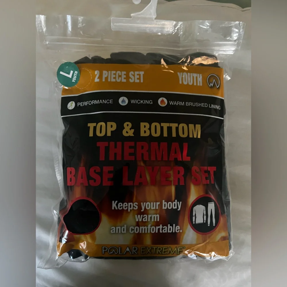 Black Thermal Base Layer Set Long Underwear. Youth Large. 14/16 - Picture 1 of 4